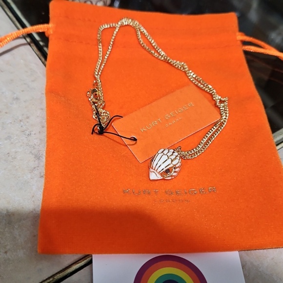 Kurt Geiger Jewelry - Kurt Geiger White & Gold Signature Pendant Necklace (NWT, includes dust bag)